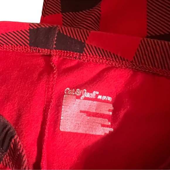 Cat & Jack Girls Plaid Leggings Medium 7/8 Red Black Patterned Bottoms Stretch - Picture 3 of 3
